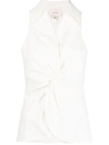 Cinq À Sept Mckenna Sleeveless Knot-front Top In Ivory