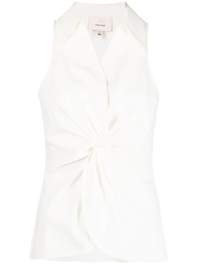 Cinq À Sept Mckenna Sleeveless Knot-front Top In Ivory