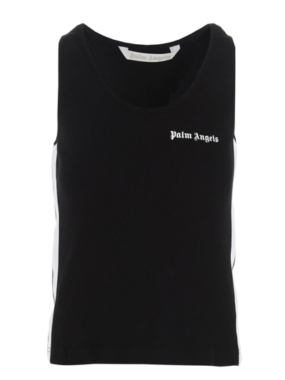 Palm Angels Printed Ribbed Cotton-jersey Tank In Black