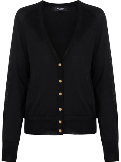 Versace Button-front Cardigan In Black