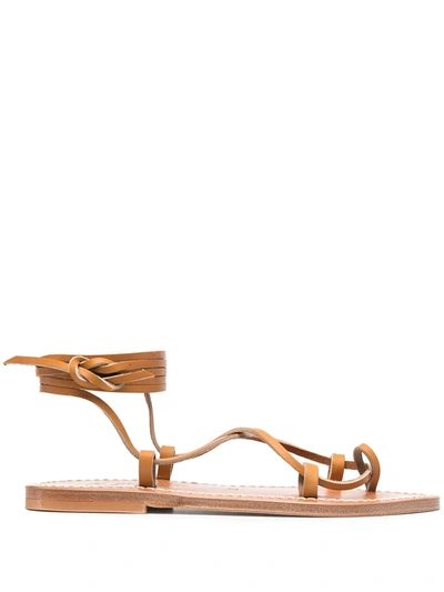 K.jacques Wrap Ankle Sandals In Brown