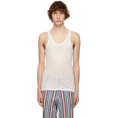 Maison Margiela White Cotton & Silk Tank Top