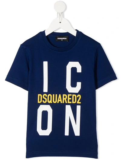 Dsquared2 Kids' Logo-print Short-sleeve T-shirt In Blue
