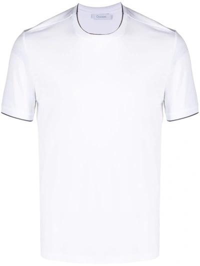 Cruciani Contrast-tip T-shirt In White