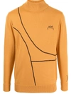 A-cold-wall* 3d Rubber-detail Knitted Turtleneck Jumper In Orange