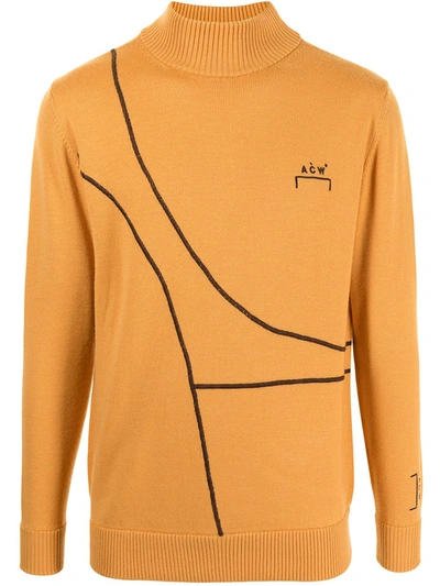 A-cold-wall* 3d 高领橡胶细节针织毛衣 In Orange