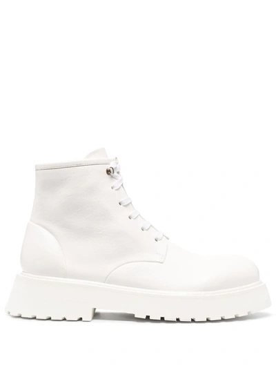 Marsèll Micarro' Leather Combat Boots In White