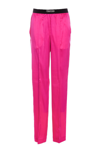 Tom Ford Velvet-trimmed Stretch-silk Satin Pants In Fuxia