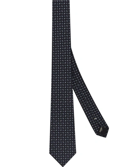 Fendi Ff-paisley Silk Tie In Blue