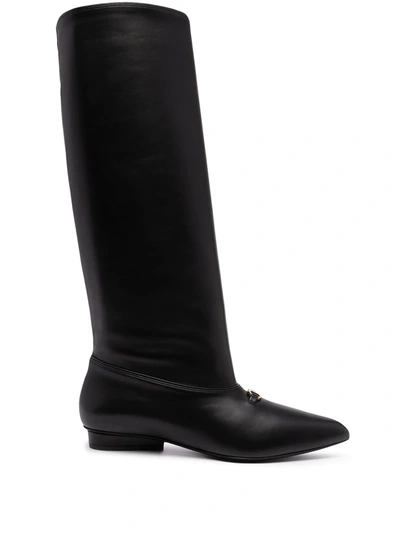 Ferragamo Gancini Knee-high Boots In Black