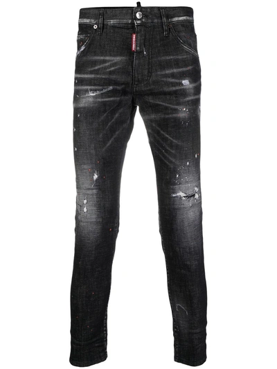 Dsquared2 Layered Distressed Jeans In Black