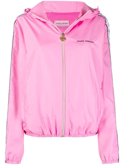 Chiara Ferragni Logo-tape Zipped Jacket In Pink