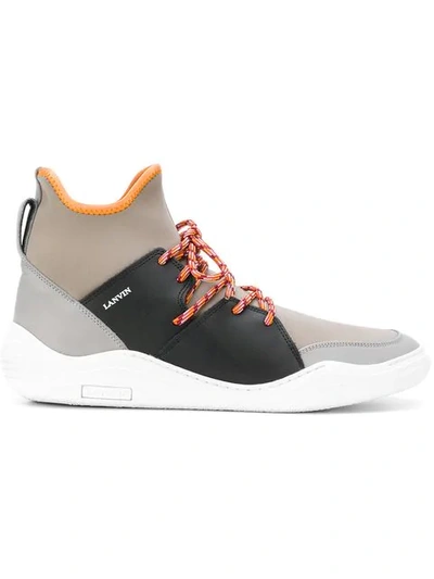 Lanvin Knit Neoprene High-top Sneakers In Light Grey