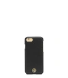 Tory Burch Robinson Hardshell Saffiano Leather Iphone 7 Case In Black/gold