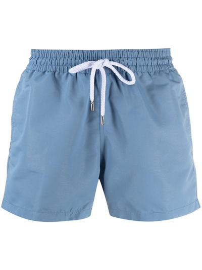 Frescobol Carioca Above-knee Swim Shorts In Chateau_blue_white