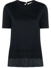 Herno Layered Short-sleeve Cotton Top In Black