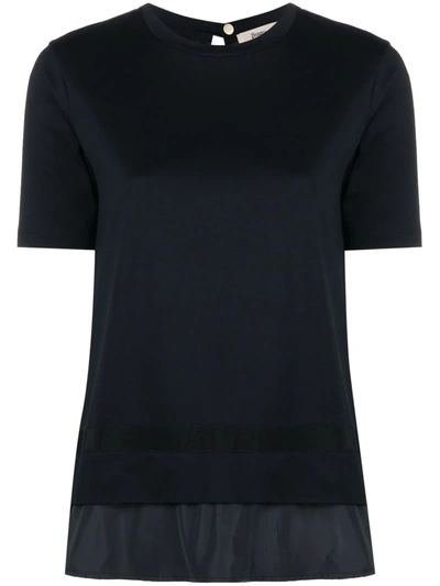 Herno Layered Short-sleeve Cotton Top In Black