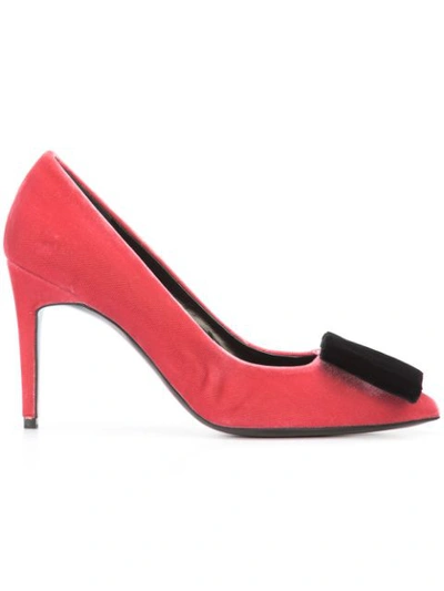 Pierre Hardy 'obi' Square Bow Velvet Pumps In Pink