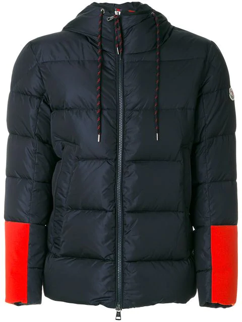Moncler Drake Contrast-panel Quilted-down Jacket In Blue | ModeSens