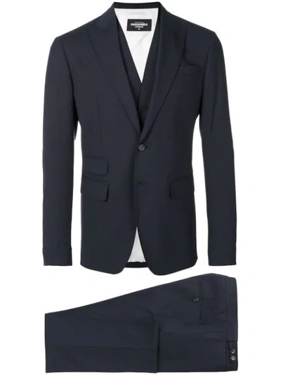 Dsquared2 London Three-piece Suit In Blue