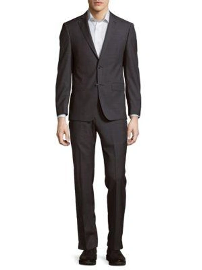 Michael Kors Solid Structured Suit In Charcoal