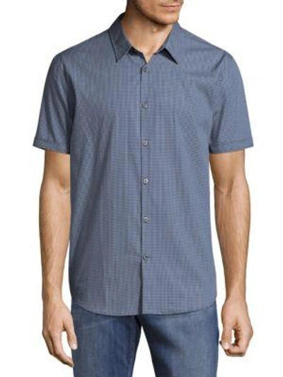 John Varvatos Gingham Button-down Shirt In Stream Blue