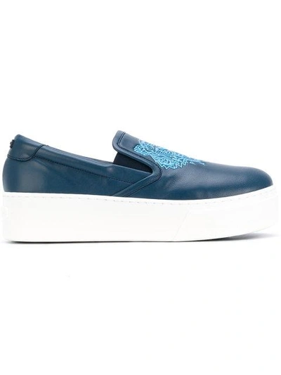 Kenzo Navy K-py Tiger Platform Slip-on Sneakers