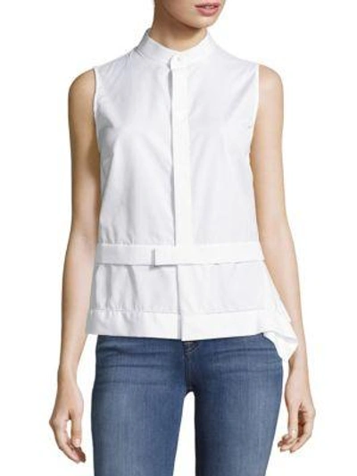 Dsquared2 Plain Sleeveless Cotton Top In Bianco