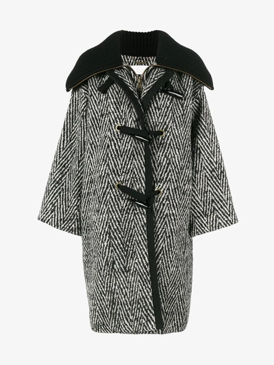 Chloé Stripe Oversized Cocoon Coat  In Black