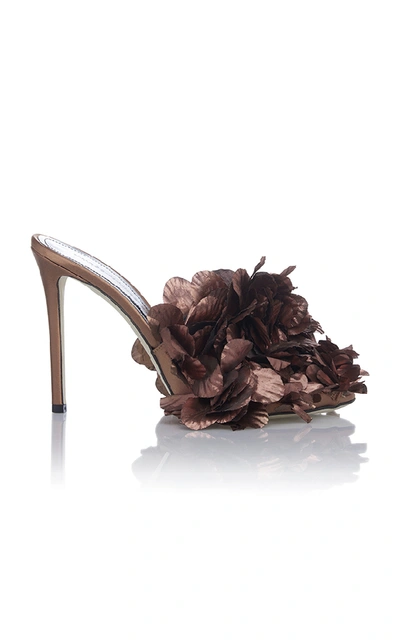 Marco De Vincenzo Embellished Satin Mules In Brown