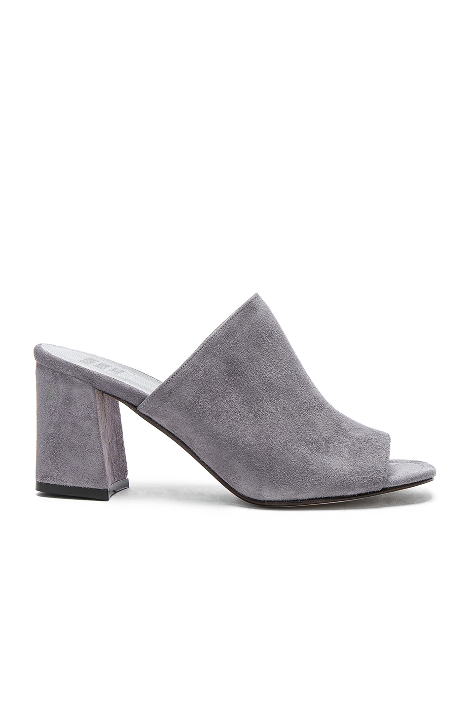 grey suede mules