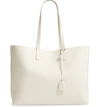 Saint Laurent Large Leather Shopping Tote Bag In White