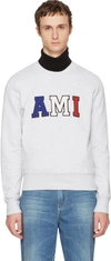 Ami Alexandre Mattiussi Grey Tricolor Logo Sweatshirt In Heather Grey