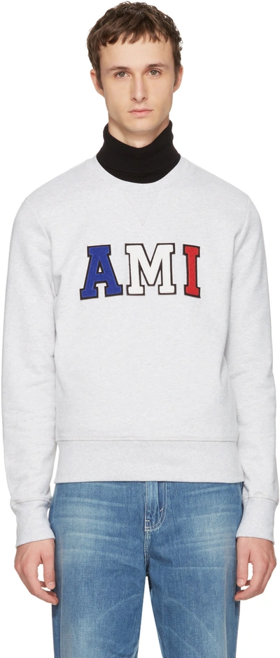Ami Alexandre Mattiussi Grey Tricolor Logo Sweatshirt