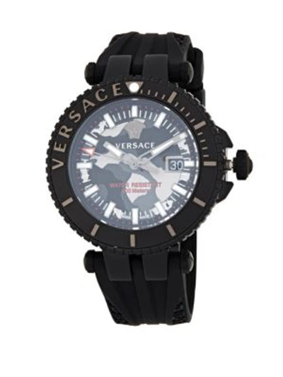 Versace Stainless Steel Watch In Black