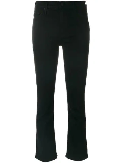 Mother Cropped Flared Jeans In Black
