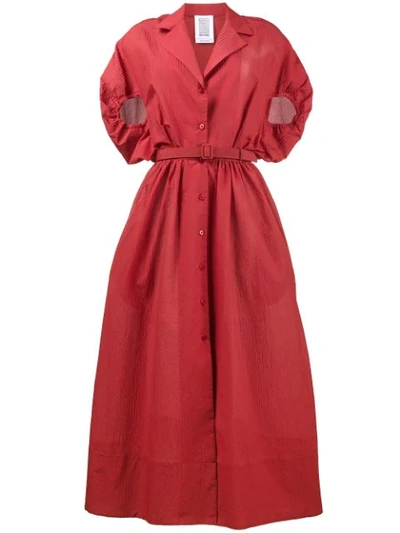 Rosie Assoulin Have The Wind At Your Back Seersucker Midi Dress In Red