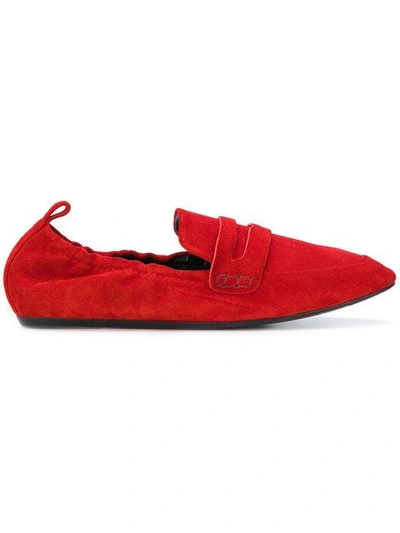 Lanvin Elasticated Loafers In Red Lipstick Suede