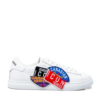 Dsquared2 Dsquared New Tennis Sneakers In Leather With Icon Patch In White