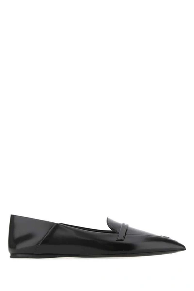 Prada Leather Pointy-toe Loafers In Black