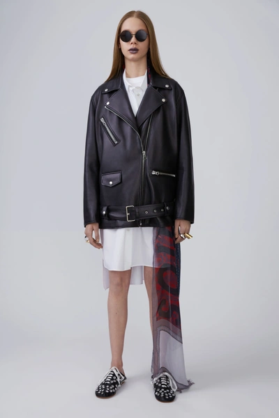 Acne Studios Myrtle Oversized Leather Biker Jacket In Black