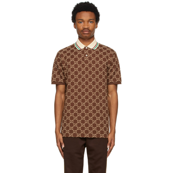 Gucci Ggembroidered Cottonpiqué Polo Shirt In 2177 Brown ModeSens