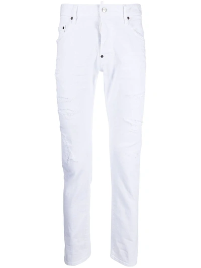 Dsquared2 Rear Logo Patched Jeans In White