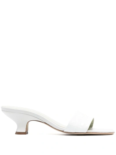 By Far Freddy Croc-embossed Slide Sandals In White