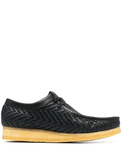 Clarks Originals Zigzag-woven Lace-up Leather Shoes In Black