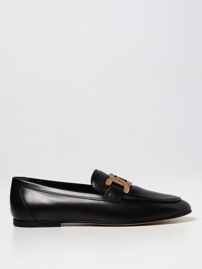 Tod's Womens Black Leather Loafers