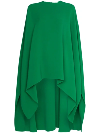 Valentino Cape-sleeve Silk Cady Couture Top In Pure Green