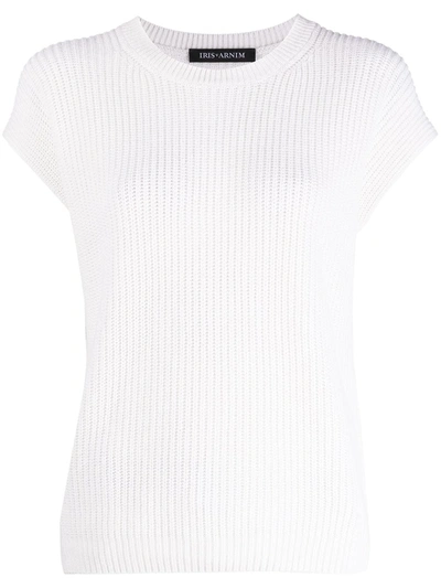 Iris Von Arnim Ribbed Knit Short-sleeved Top In White