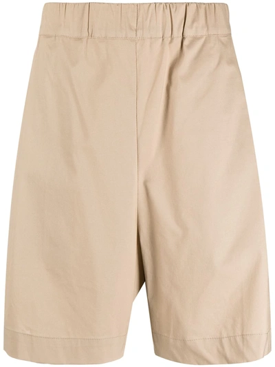 Laneus Shorts In Beige Cotton In Brown