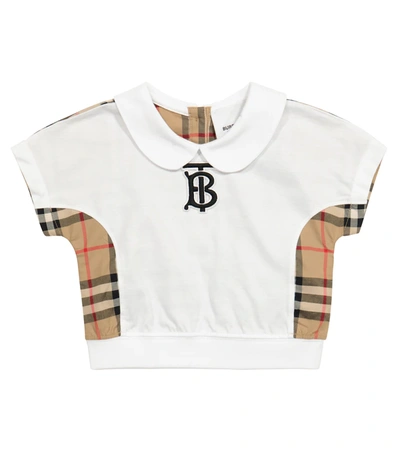 Burberry Baby's And Little Girl's Peter Pan Collar Vintage Check Panel Cotton T-shirt In White